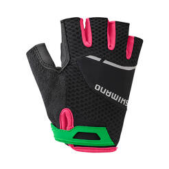 SHIMANO EXPLORER  rękawiczki damskie krótkie czarno-różowo-zielone